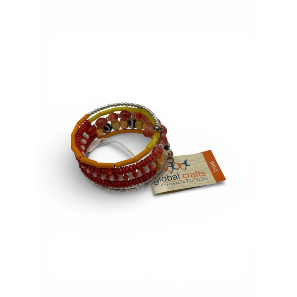 Global Crafts Handmade Krobo and Ashanti Beaded Coil Bracelet